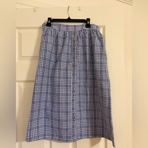 Polagram Blue and White Plaid A-Line Skirt